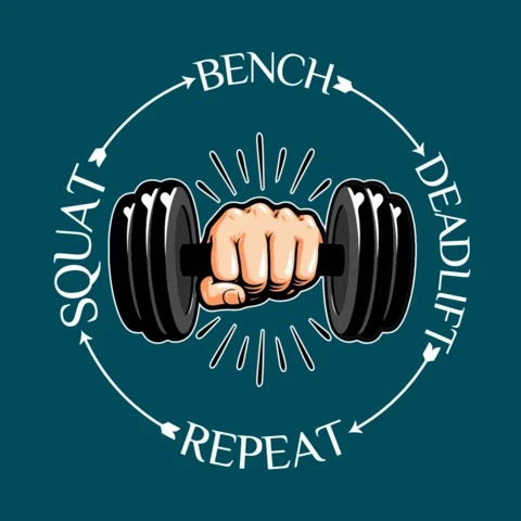 Squat Bench Deadlift Repeat Fitness Motivational T-shirt Template