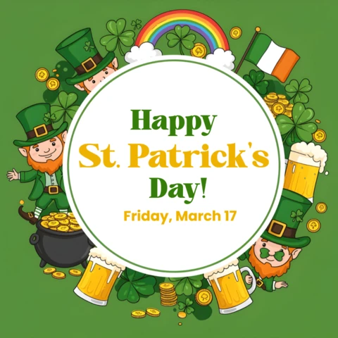 Diseño de plantilla de celebración del día de San Patricio para felicitaciones festivas
