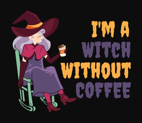 Je suis une sorcière sans café - modèle de t-shirt d'Halloween