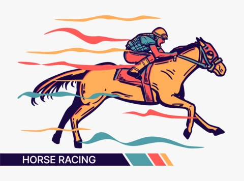Man Horse Racing Colorful Design Template