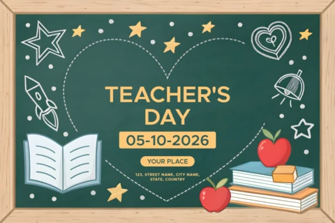 Chalkboard Style Teacher's Day Celebration Template Design