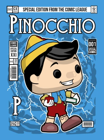 Pinocchio Cartoon Character Magazine Cover Design Template