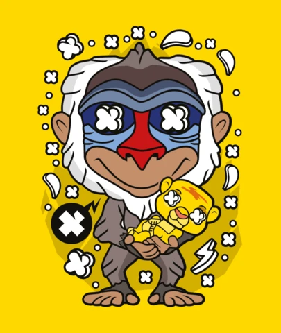 Rafiki con simba cultura pop plantilla de diseño de camiseta