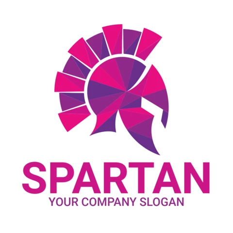Spartan Warrior Helmet Color Logo Design Template