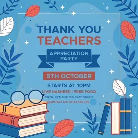 Thank You Teachers Appreciation Party Template - Colorful and Playful Design