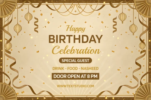 Elegant Gold Birthday Celebration Template Design with Festive Accents
