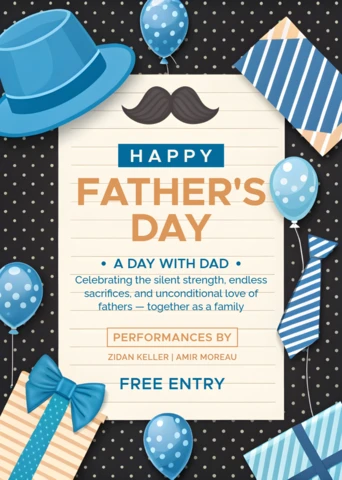 Festive Father's Day Celebration Template - Playful Design for Family Events