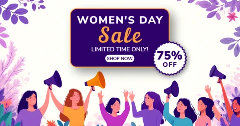 Women's Day Special Offer Template with Bunch of Women Design
