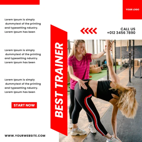 Biało-czerwony minimalny szablon reklamowego posta na Instagramie
