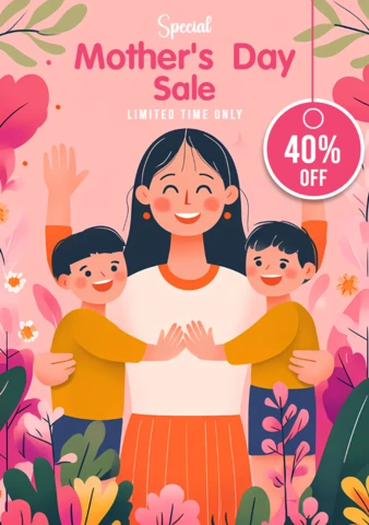Colorful Mother's Day Sale Design Template - Editable Floral Style Poster