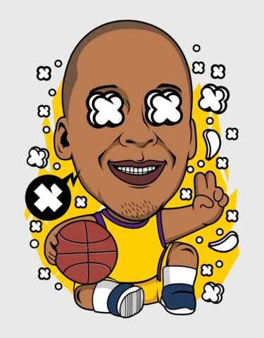 Kobe Bryant Cartoon Character Pop Culture T-shirt Design Template