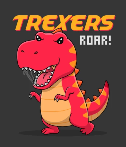 Trexers roar! plantilla editable de diseño de camiseta de dinosaurio
