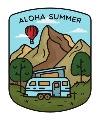 Aloha Summer RV Trailer Badge Template Design