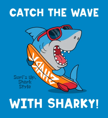 Catch The Wave Shark Design for Funny Surf Merchandising Template