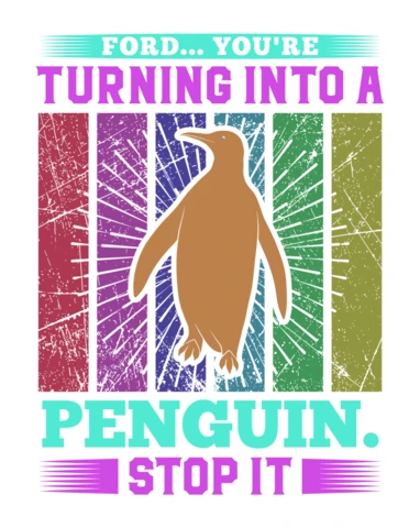 Modèle de conception graphique de pingouin fantaisiste pour des projets imprimables vintage