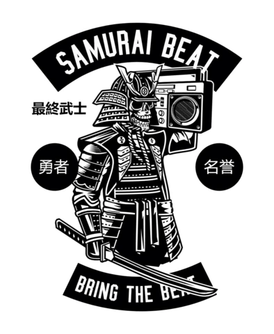 Samurai Beat Radio T-shirt Design Template