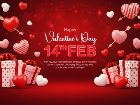 Plantilla de diseño de corazón para tarjetas de felicitación del Día de San Valentín