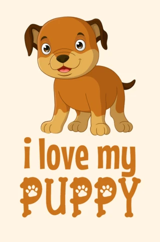 Juguetón cachorro amor plantilla de diseño para la decoración de los niños