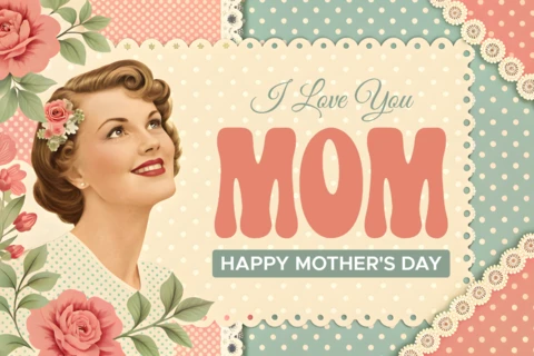 Vintage Floral Mother's Day Card Template Design