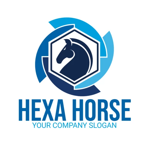 Hexa pferdekopf logo entwurfsvorlage