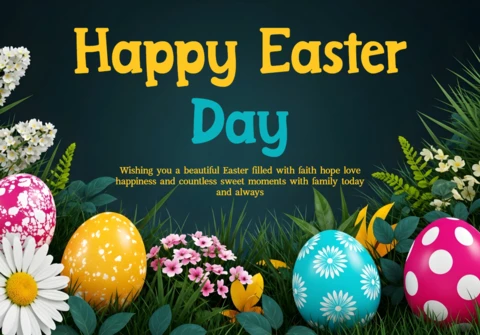 Modello di design di uova di Pasqua colorate per biglietti d'auguri