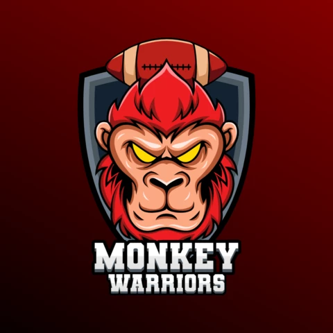 Monkey Warriors Animal Sport Mascot Team Badge