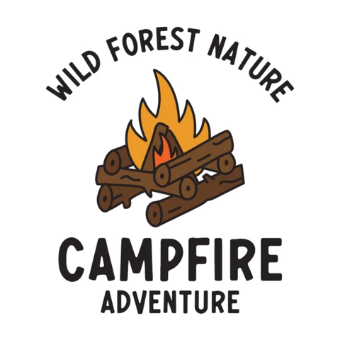 Wild Forest Nature Campfire Adventure Logo Template Design