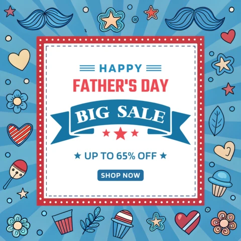 Colorful Father's Day Sale Poster Template - Editable Design for Promotions