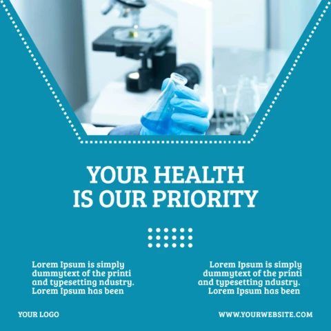 Plantilla de diseño de publicación en redes sociales para publicidad médica geométrica