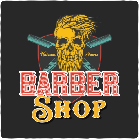 Barber Shop Skull T-shirt Design Template
