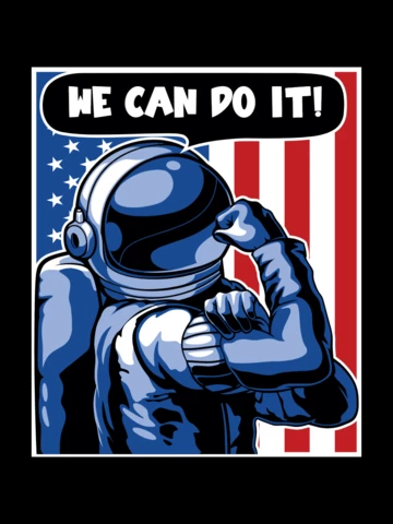 We Can Do It With Astronaut And US Flag T-shirt Design Template