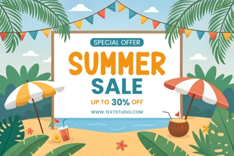 Editable Summer Sale Design Template - Vibrant Tropical Style with Special Offer