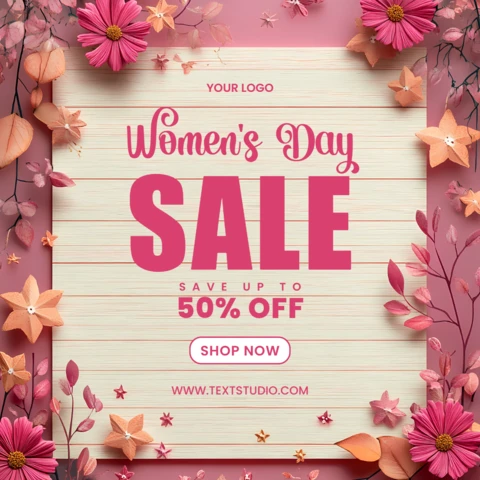Editable Women's Day Sale Template With A Pink Floral Design