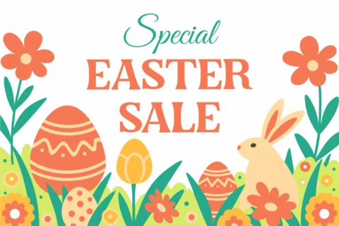 Plantilla de diseño de venta de Pascua con temática primaveral para promociones festivas