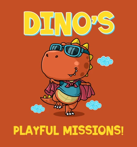 Dino's Playful Missions Design Template for Kids Illustrations Book Cover