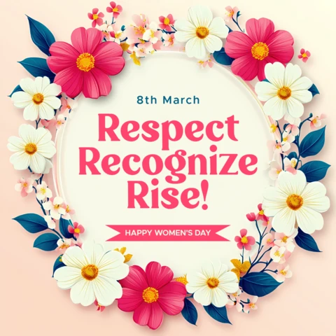 Women's Day Celebration Design Template: Respect, Recognize, Rise!
