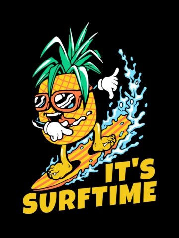 Summer Surfing With Pineapple T-shirt Design Template