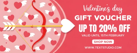 Valentine's Day Gift Voucher Template with Heart and Arrow Design for Promotional Use
