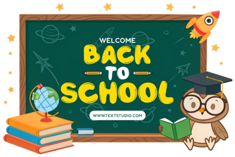 Back to School Design Template with Cute Owl and Chalkboard for Educational Flyers