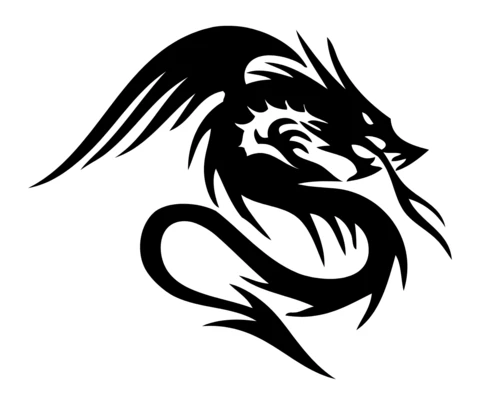 Diseño de tatuaje fantasía silueta de dragón