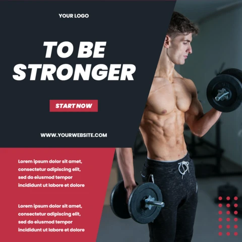 Modelo de design de postagem minimalista para instagram da academia Be stronger gym