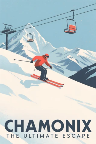 Chamonix Ski Adventure Design Template for Posters