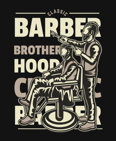 Plantilla de diseño de camiseta clásica de hermandad de barberos