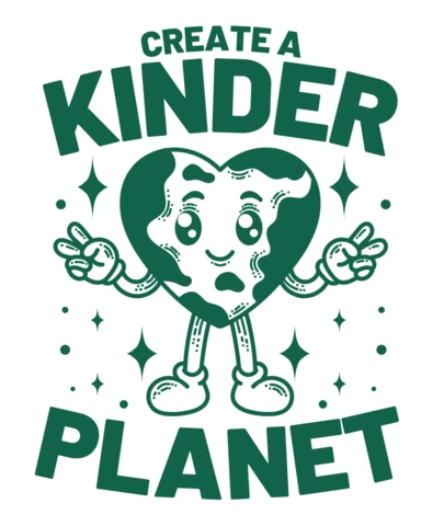 Create a Kinder Planet Heart-Shaped Earth Cartoon Spread Positivity & Environmental Awareness T-Shirt Design Template