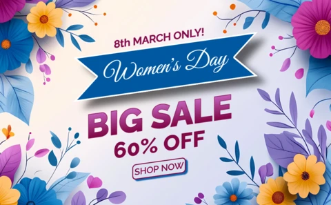 Floral Women's Day Sale Design - Promotional Brochure Template