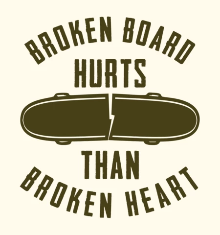 Designvorlage für Vintage-T-Shirt mit kaputtem Skateboard-Slogan