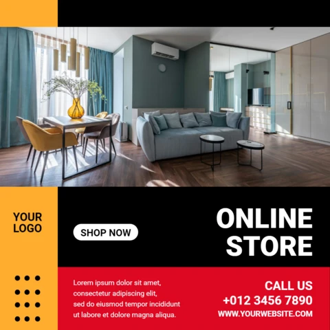 Orange Black And Red Commercial Instagram Post Design Template