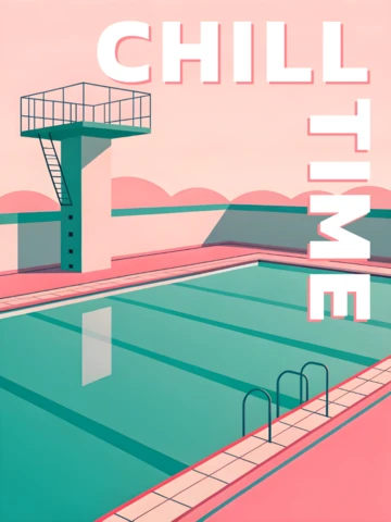 Chill Time Poolside Design Template for Retro Flat Summer Event Flyers