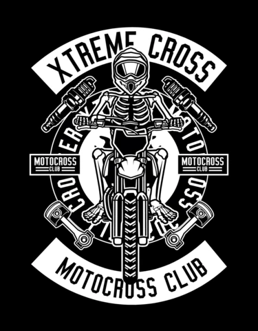 Motocross Club Skeleton T-shirt Design Template