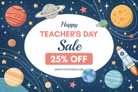 Colorful Space-Themed Teacher's Day Sale Template Design